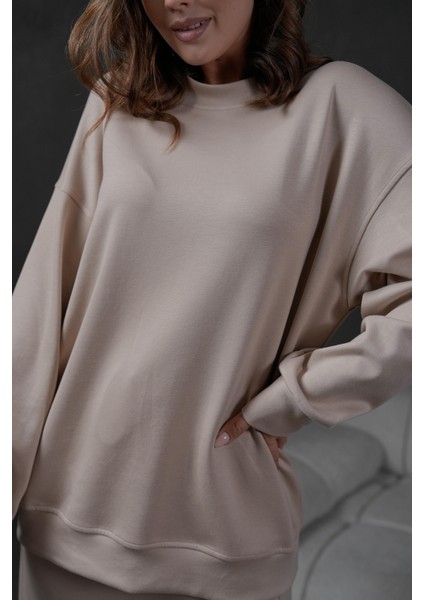 Taş Örme Modal Oversize Kadın Sweatshirt 28037