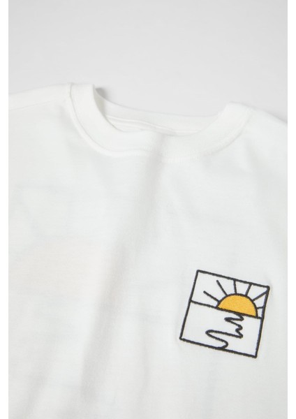 Sea Breeze Sunny Day California Yazılı Güneş Tasarım Baskılı Beyaz Çocuk T-Shirt fiyatları