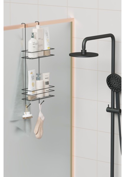 Askılı Banyo Rafı Duş Şampuanlık Duşakabin Havlu Askısıduvar Düzenleyici Organizer