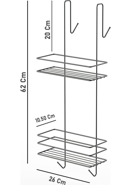 Askılı Banyo Rafı Duş Şampuanlık Duşakabin Havlu Askısıduvar Düzenleyici Organizer