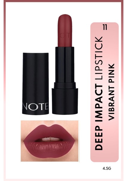 Deep Impact Lipstick Kremsi Dokulu Yarı Parlak Ruj 11 Vibrant Pink - Kırmızı