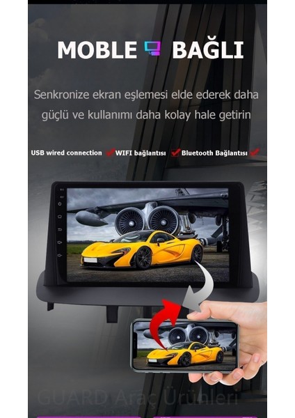 Renault Duster（2013-2015 Yıl）Android Sürüm 13 Kablosuz Carplay 4Gb Ram 64Gb Rom Hafıza Navigasyon Multimedya 9 Inç Ekran