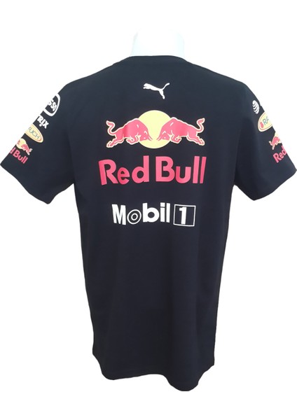 Erkek Bisiklet Yakalı Honda Redbull Baskılı Kısa Kollu Siyah Tişört Ety-Hndr indirimleri