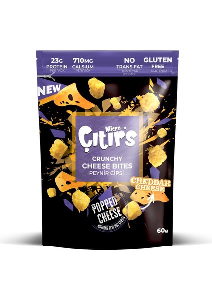 Kurutulmuş %100 Cheddar Peynir Çıtırı 60 gr