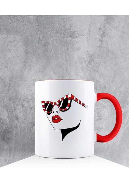 Özel Tasarım Kırmızı Kulpu Kupa Bardak 87425