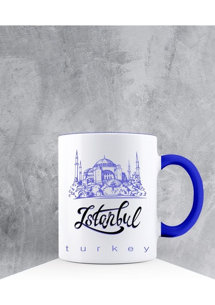Özel Tasarım Lacivert Kulplu Kupa Bardak 87416