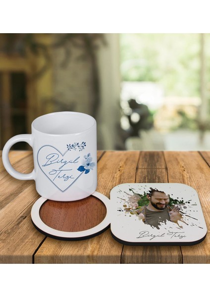 Kişiye Özel Tasarım Kupa Bardak ve Fotoğraflı Ahşap Bardak Altlığı 99452