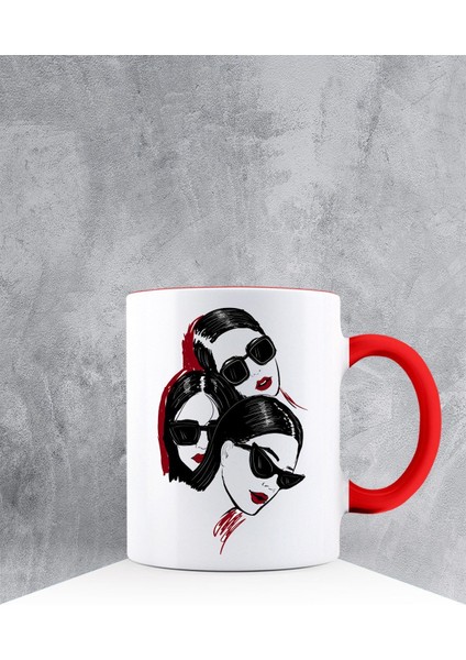 Özel Tasarım Kırmızı Kulpu Kupa Bardak 87433