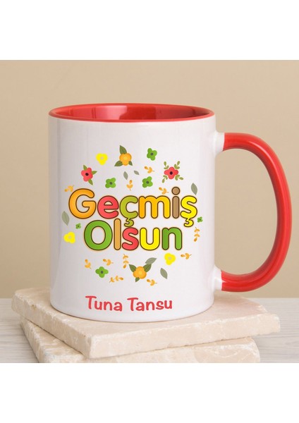 Kişiye Özel Çiçek Temalı Geçmiş Olsun Kupa Bardak 80256