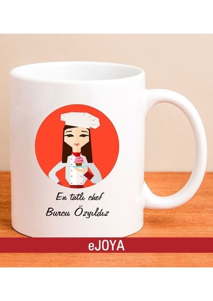 Kişiye Özel Mesajlı Kadın Şef Kupa Bardak 80037