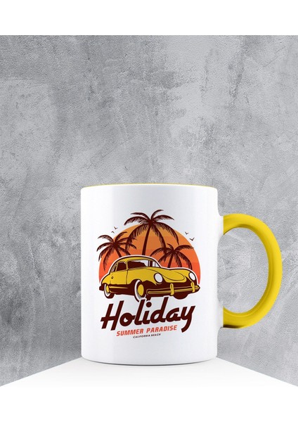 Özel Tasarım Sarı Kulplu Kupa Bardak 87492