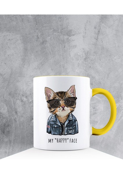 Özel Tasarım Sarı Kulplu Kupa Bardak 87493