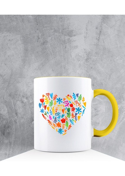 Özel Tasarım Sarı Kulplu Kupa Bardak 87442