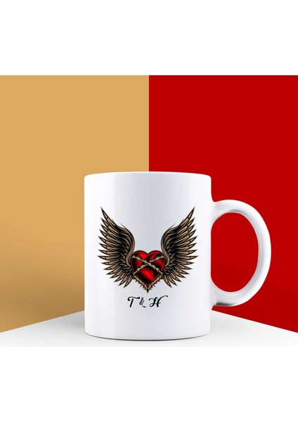 Kişiye Özel Melek Kanatlı Kalp Kupa Bardak 85839