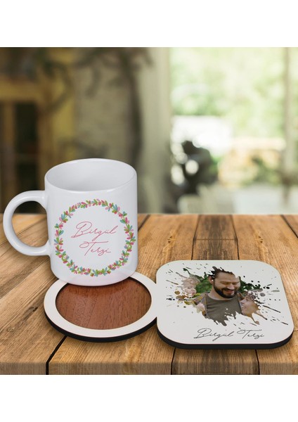Kişiye Özel Tasarım Kupa Bardak ve Fotoğraflı Ahşap Bardak Altlığı 99417