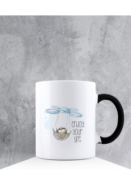 Özel Tasarım Siyah Kulplu Kupa Bardak 87583