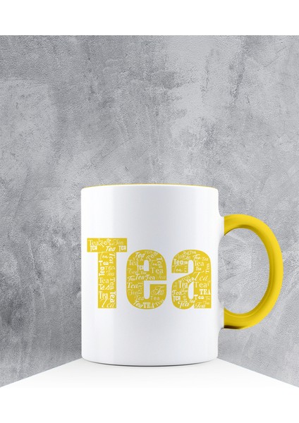 Özel Tasarım Sarı Kulplu Kupa Bardak 87407