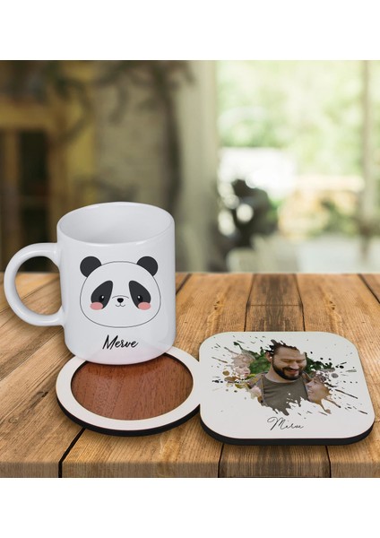 Kişiye Özel Tasarım Kupa Bardak ve Fotoğraflı Ahşap Bardak Altlığı 99233