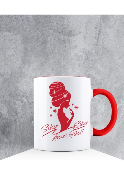 Özel Tasarım Kırmızı Kulpu Kupa Bardak 87398