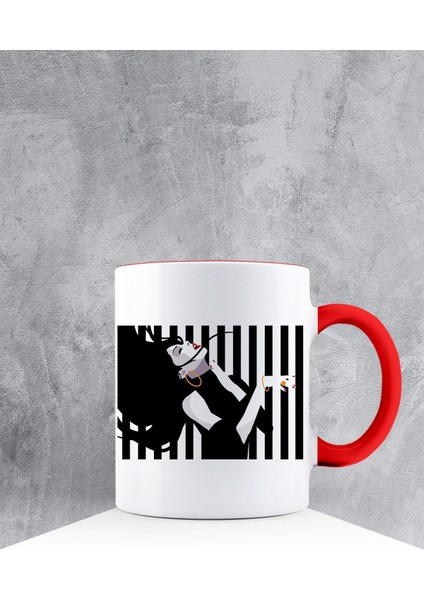 Özel Tasarım Kırmızı Kulpu Kupa Bardak 87503