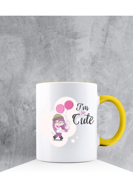 Özel Tasarım Sarı Kulplu Kupa Bardak 87488