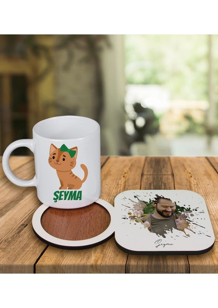 Kişiye Özel Tasarım Kupa Bardak ve Fotoğraflı Ahşap Bardak Altlığı 99198