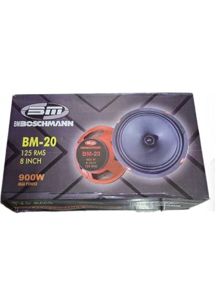 Boschmann 20 Cm Midrange 900Watt Amfi Uyumlu 2 Adet Kapaklı