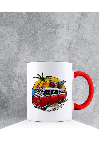 Özel Tasarım Kırmızı Kulpu Kupa Bardak 87502