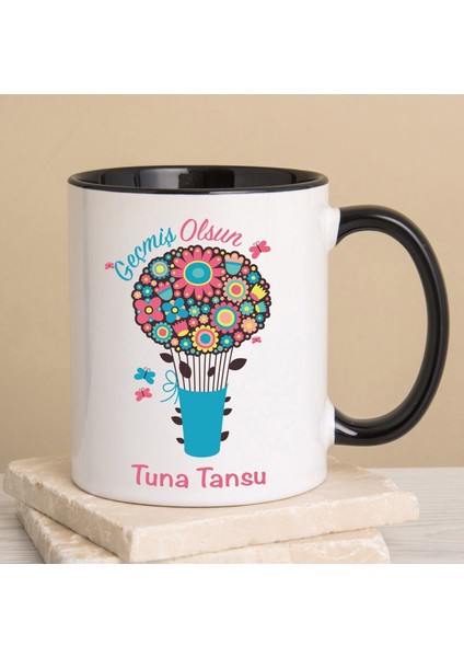 Kişiye Özel Buket Çiçek Temalı Geçmiş Olsun Kupa Bardak 80279