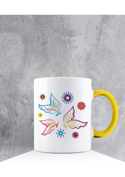 Özel Tasarım Sarı Kulplu Kupa Bardak 87447