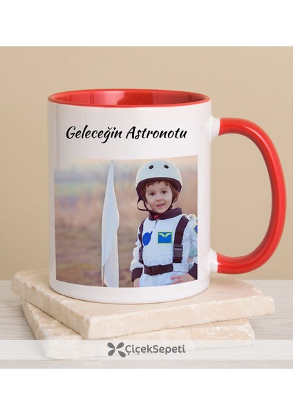 Kişiye Özel Kendin Tasarla Kırmızı Kulplu Kupa Bardak 80227