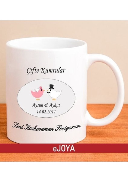 Kişiye Özer Çifte Kumrular Aşk Kupa Bardak 80117