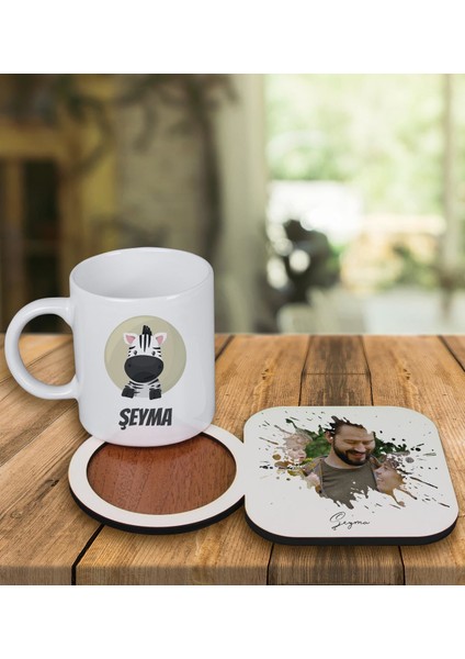 Kişiye Özel Tasarım Kupa Bardak ve Fotoğraflı Ahşap Bardak Altlığı 99201