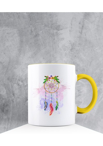 Özel Tasarım Sarı Kulplu Kupa Bardak 87494