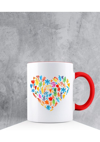 Özel Tasarım Kırmızı Kulpu Kupa Bardak 87429