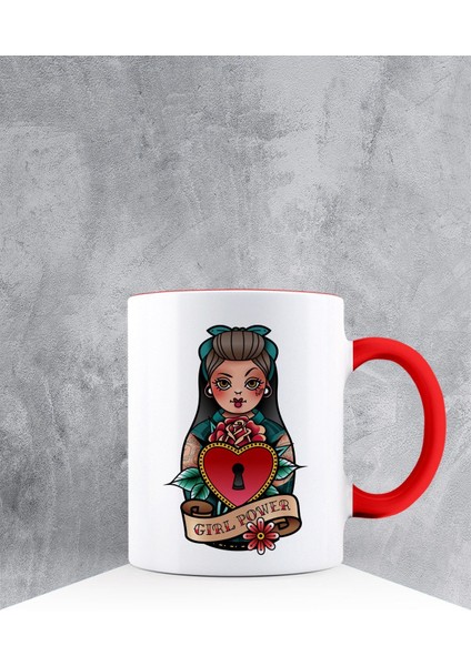 Özel Tasarım Kırmızı Kulpu Kupa Bardak 87423