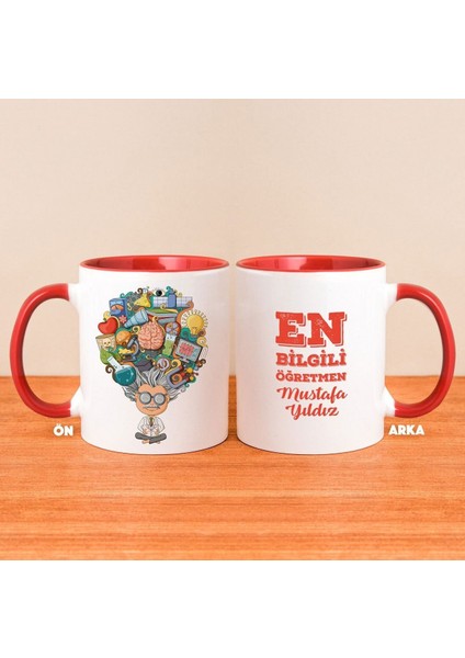 Kişiye Özel En Bilgili Öğretmen Kırmızı Içli Kupa Bardak 80872
