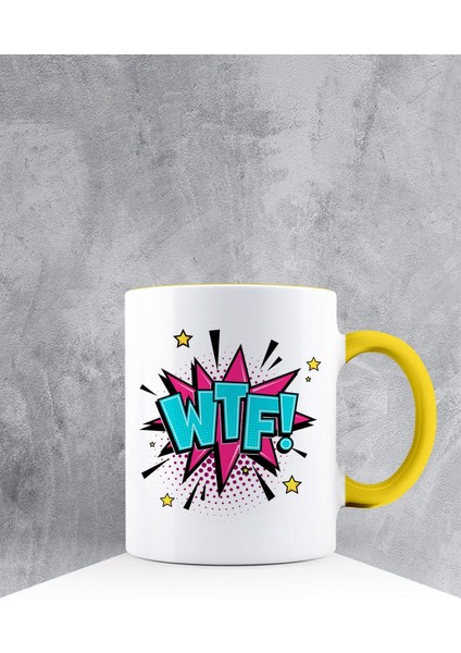 Özel Tasarım Sarı Kulplu Kupa Bardak 87490