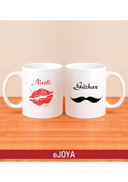 Kişiye Özel Dudak - Bıyık 2'li Kupa Bardak 80137