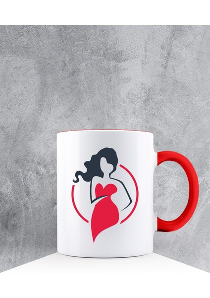 Özel Tasarım Kırmızı Kulpu Kupa Bardak 87430