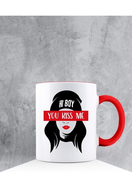 Özel Tasarım Kırmızı Kulpu Kupa Bardak 87427