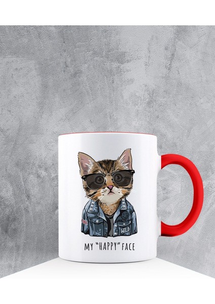 Özel Tasarım Kırmızı Kulpu Kupa Bardak 87505