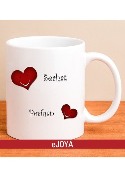 Kişiye Özel Mutlu Kalpler Kupa Bardak 80090