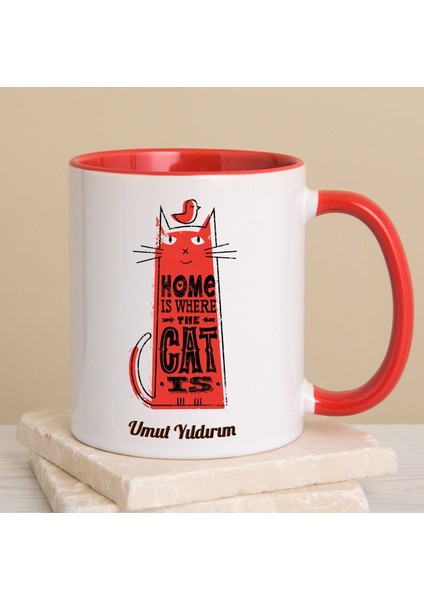 Kişiye Özel Kırmızı Kulplu Cat Kupa Bardak 80250
