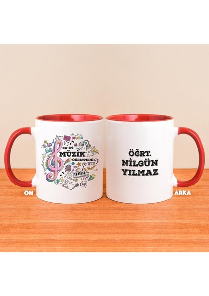 Kişiye Özel En Iyi Müzik Öğretmeni Kırmızı Kulplu Kupa Bardak 80240