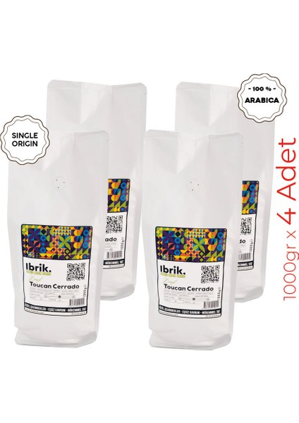 Brazil Toucan Cerrado Single Origin Kahve 1000 gr x 4 Adet