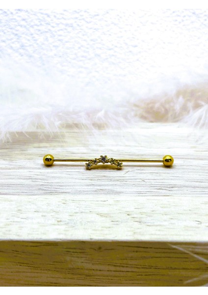 Cerrahi Çelik Altın Rengi Industrial Köprü Piercing Küpe