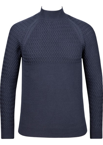 Erkek Yarım Balıkçı Yaka Triko Kazak Desenli Kol ve Bel Lastikli Çelik Örgü Regular Kalıp - 5021B