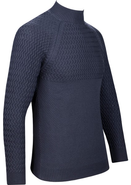 Erkek Yarım Balıkçı Yaka Triko Kazak Desenli Kol ve Bel Lastikli Çelik Örgü Regular Kalıp - 5021B fırsatları