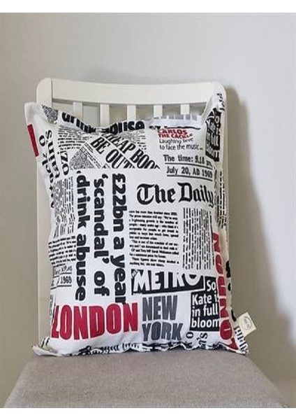 London Desenli Duck Keten Kırlent